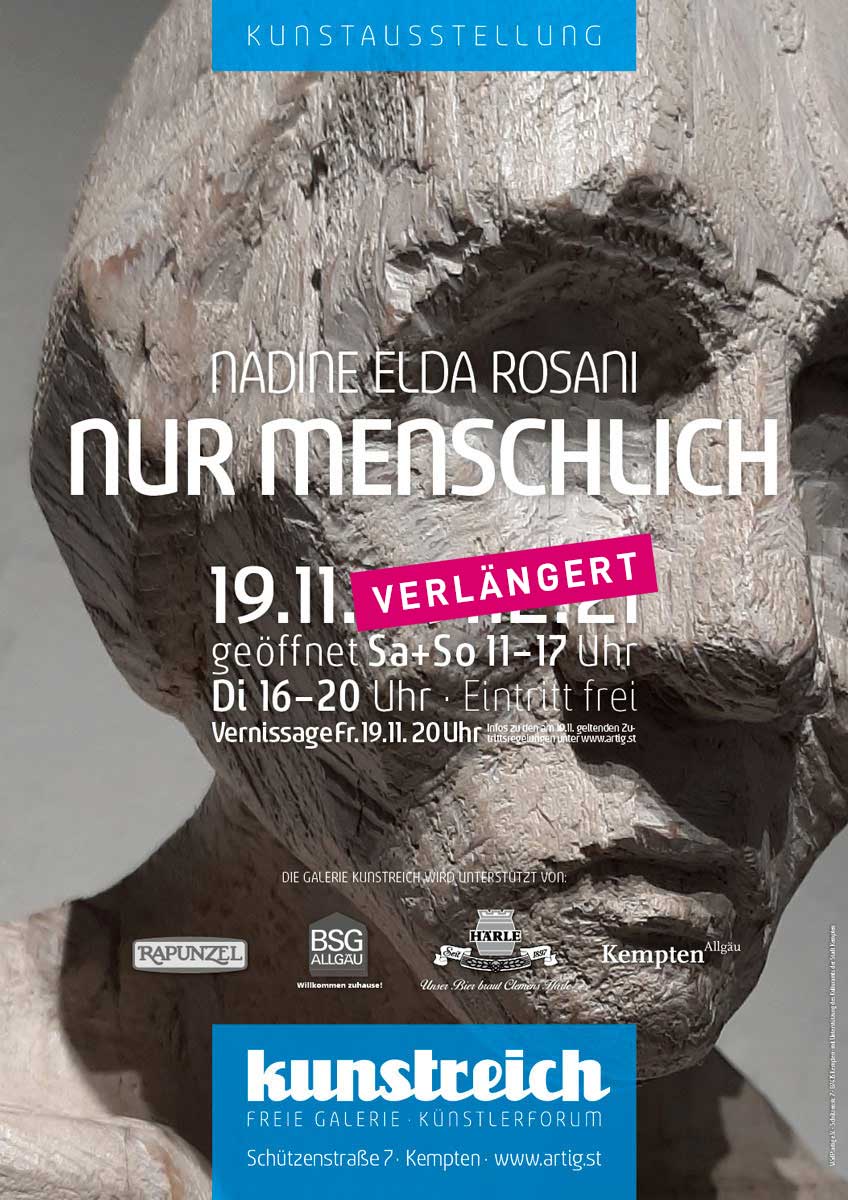 Plakat Einzelausstellung 'nur menschlich' Nadine Elda Rosani